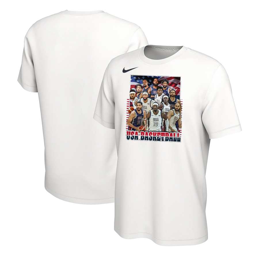 Men 2024 USA Champions white nike t shirts